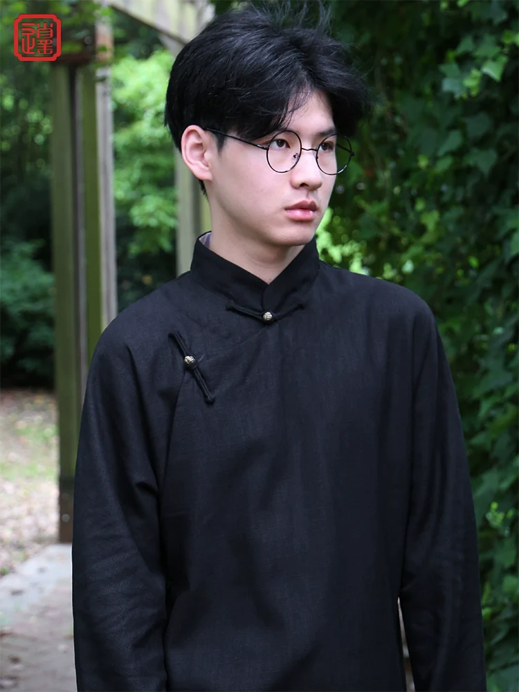 Xu Beihong 徐悲鸿 1920s Republic of China Men's Linen Changpao Mandarin Collar Robe - Image 3