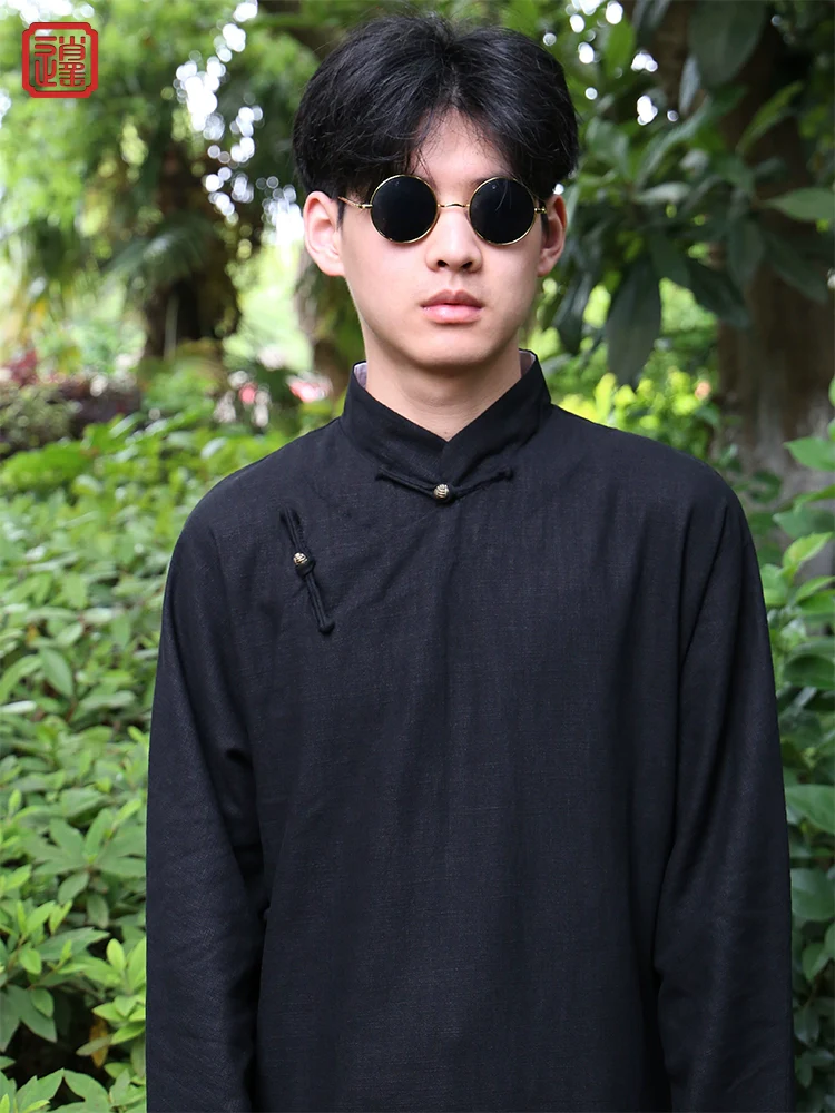 Xu Beihong 徐悲鸿 1920s Republic of China Men's Linen Changpao Mandarin Collar Robe - Image 6