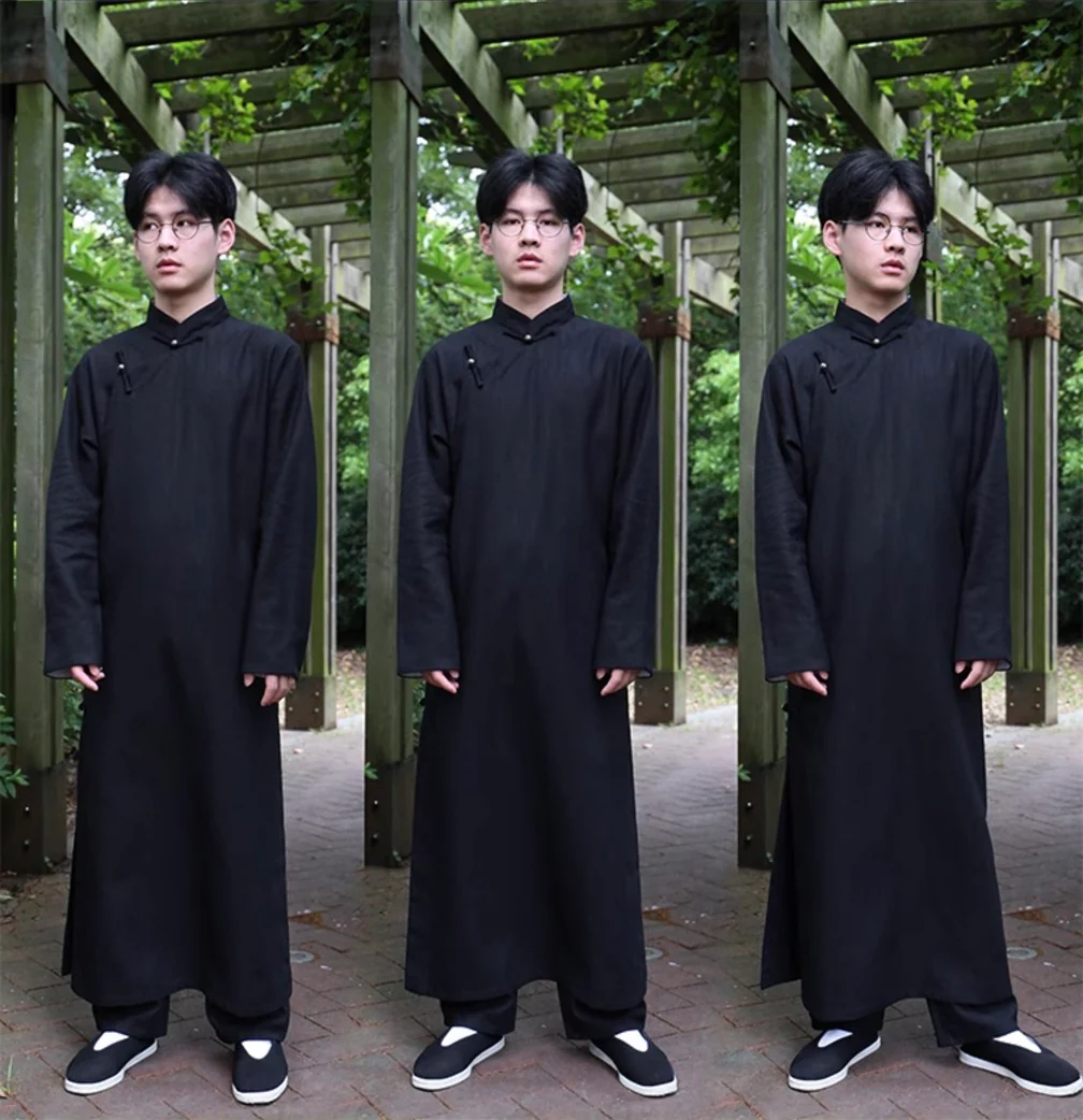 Xu Beihong 徐悲鸿 1920s Republic of China Men's Linen Changpao Mandarin Collar Robe - Image 7