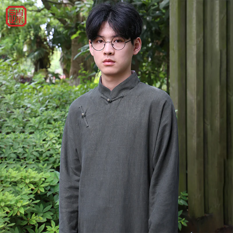 Xu Beihong 徐悲鸿 1920s Republic of China Men's Linen Changpao Mandarin Collar Robe - Image 8