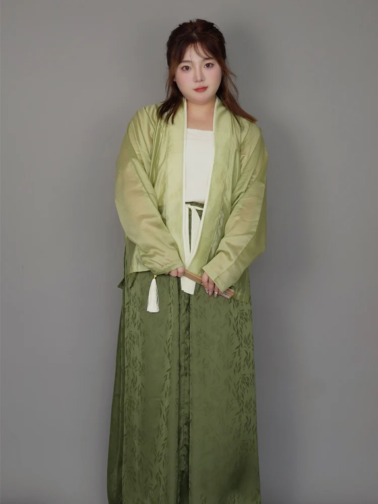 Yazhu 雅竹 Serene Bamboo Grove Song Dynasty Plus Size Feijixiu Top & Sanjianqun Skirt Set - Image 10
