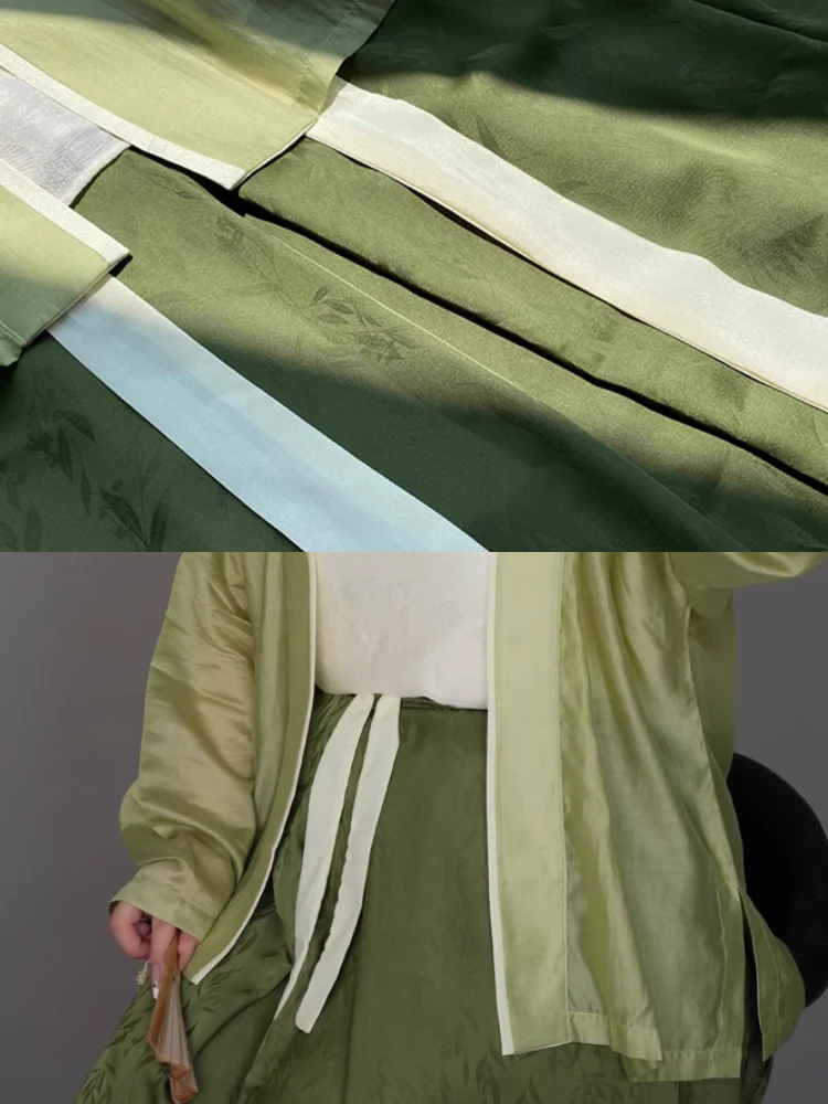 Yazhu 雅竹 Serene Bamboo Grove Song Dynasty Plus Size Feijixiu Top & Sanjianqun Skirt Set - Image 12