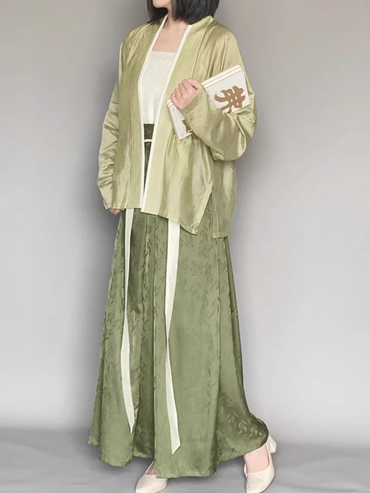 Yazhu 雅竹 Serene Bamboo Grove Song Dynasty Plus Size Feijixiu Top & Sanjianqun Skirt Set - Image 2