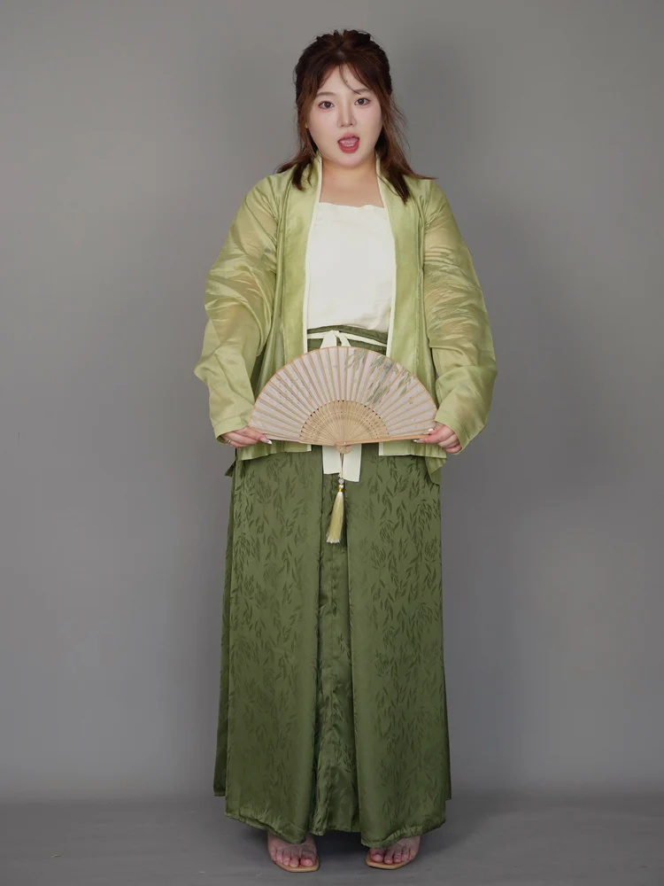 Yazhu 雅竹 Serene Bamboo Grove Song Dynasty Plus Size Feijixiu Top & Sanjianqun Skirt Set - Image 4