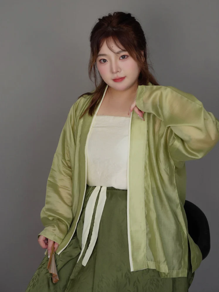 Yazhu 雅竹 Serene Bamboo Grove Song Dynasty Plus Size Feijixiu Top & Sanjianqun Skirt Set - Image 8