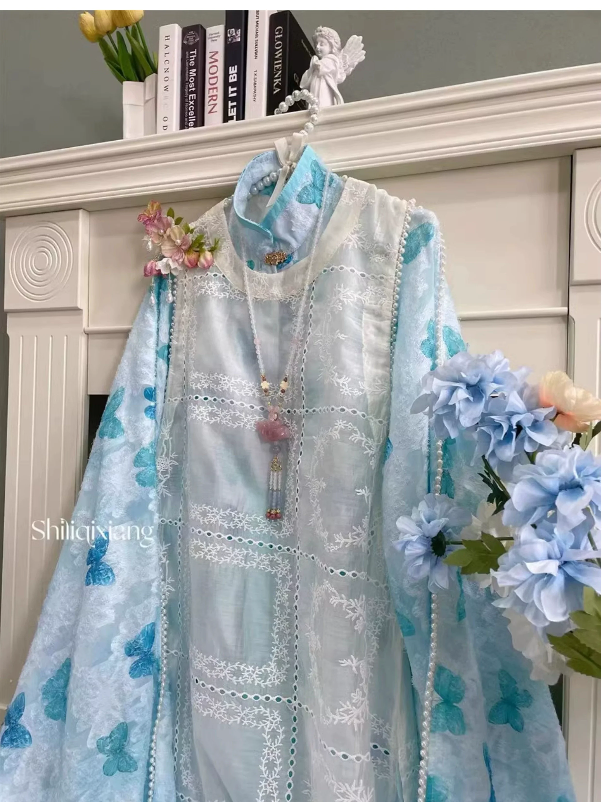 Ye Can 野餐 Picnic Modernized Ming Dynasty Lace Liling Duijin Shirt & Bijia Vest - Image 10