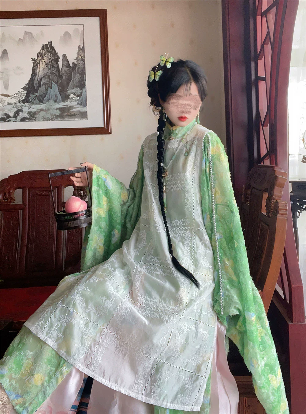 Ye Can 野餐 Picnic Modernized Ming Dynasty Lace Liling Duijin Shirt & Bijia Vest - Image 3