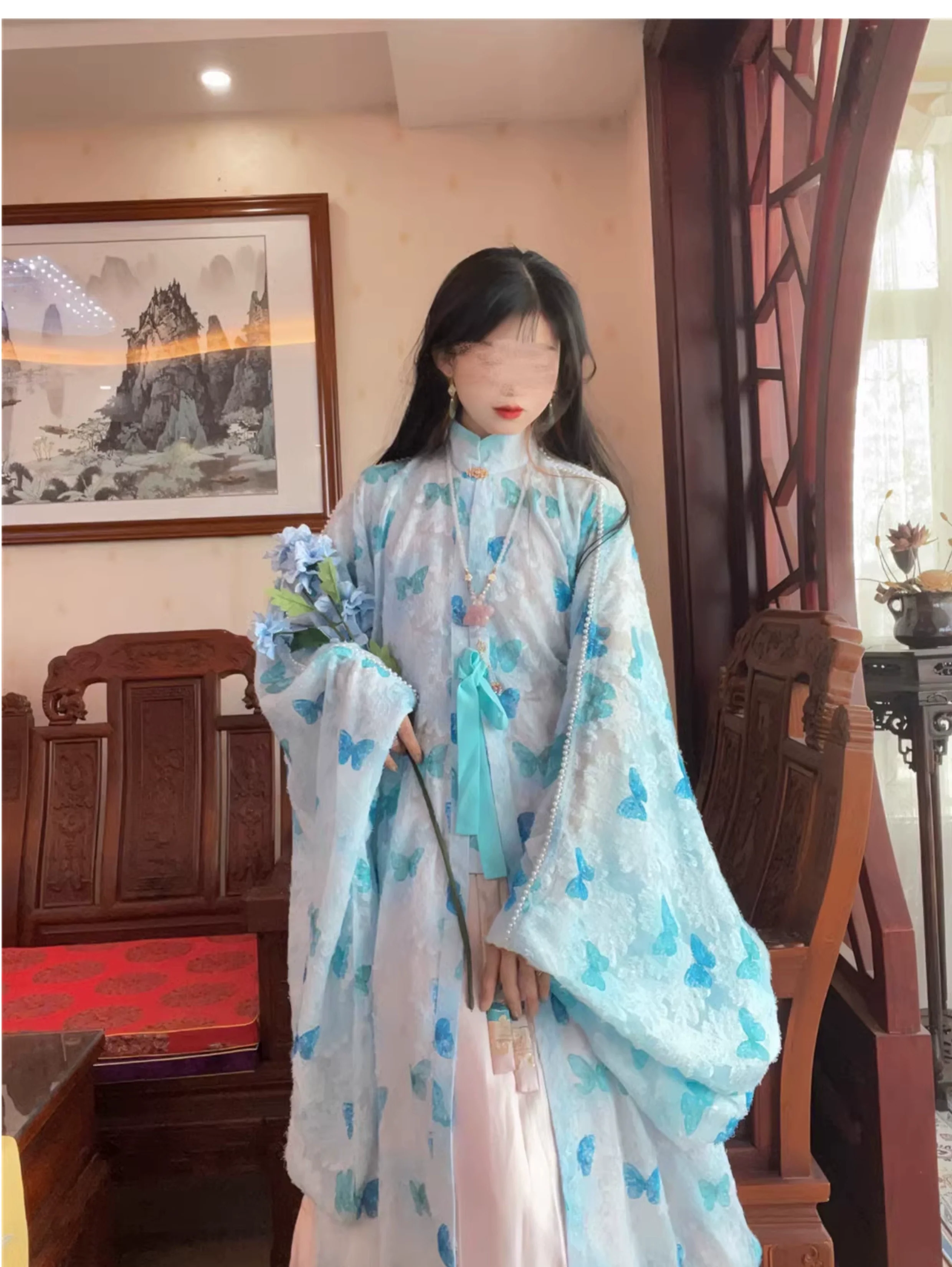 Ye Can 野餐 Picnic Modernized Ming Dynasty Lace Liling Duijin Shirt & Bijia Vest - Image 6