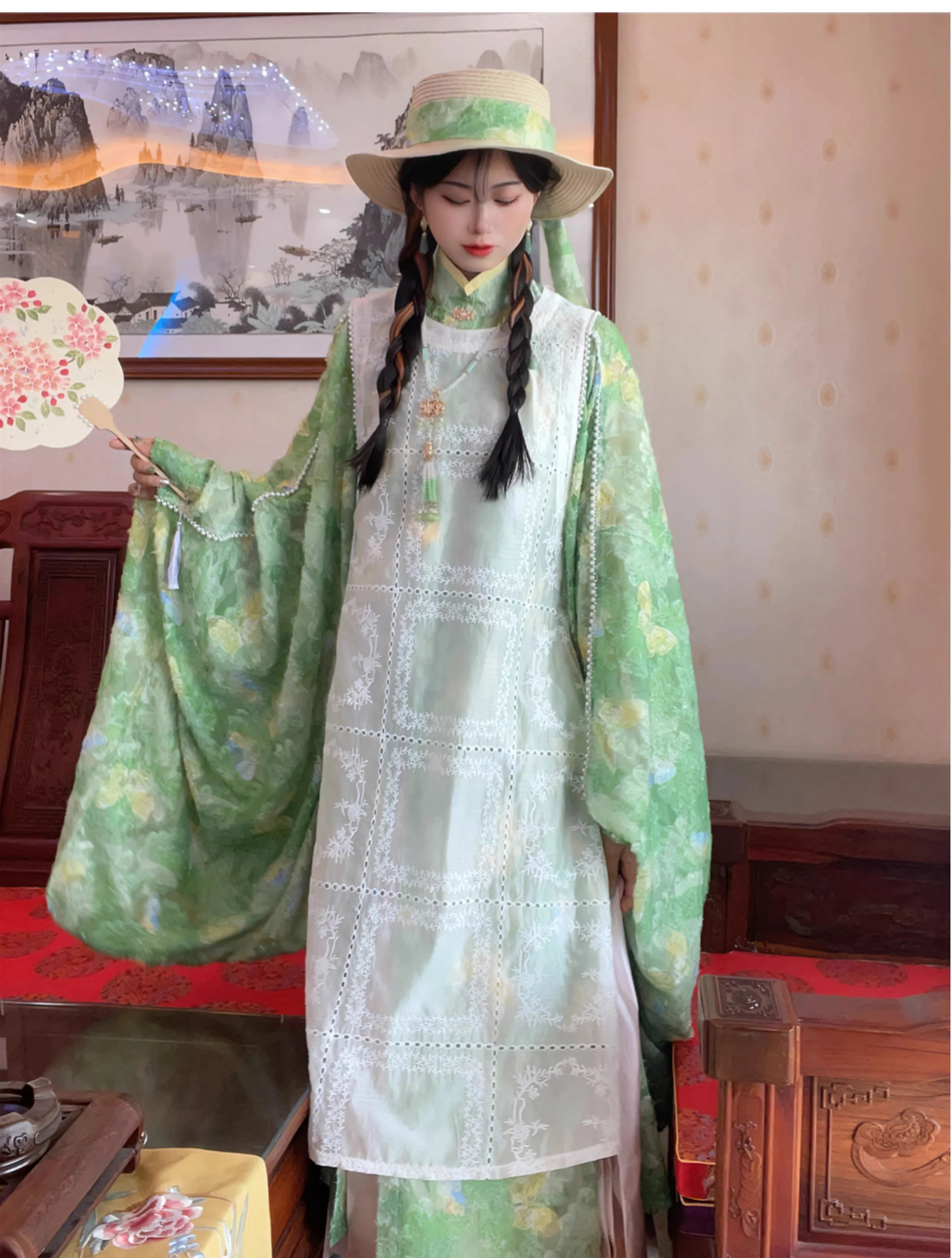 Ye Can 野餐 Picnic Modernized Ming Dynasty Lace Liling Duijin Shirt & Bijia Vest - Image 7