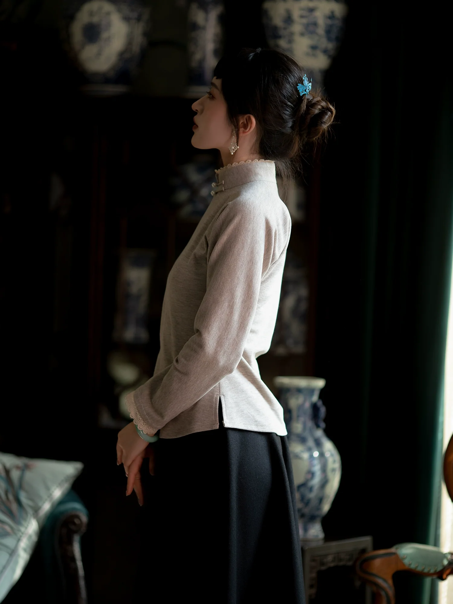 Yin Xiang Pei 吟香佩 Light Incense Republic of China School Uniform Restoration Jersey Qipao Top - Image 5
