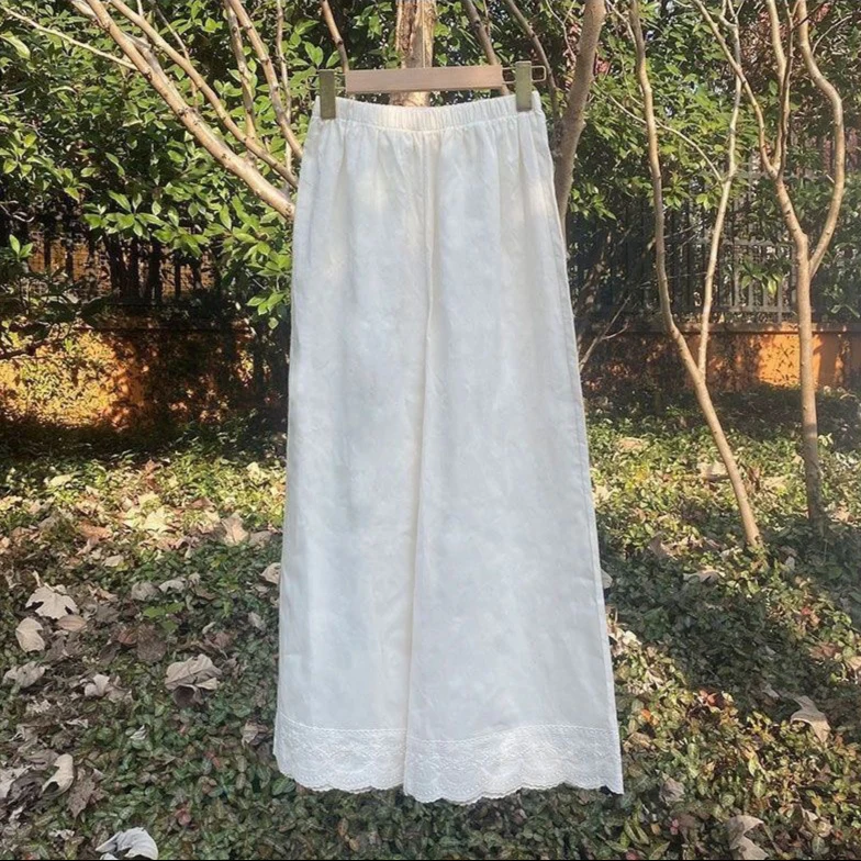 Yin Yue 隐月 Hidden Moon Cotton & Linen Lace Qipao Hanfu Undergarment Pants - Image 4
