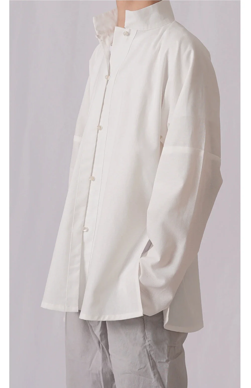 Yin Zhen 银针 Silver Needle Modernized Ming Men's & Unisex Liling Duijin Shan Standing Collar Top - Image 3