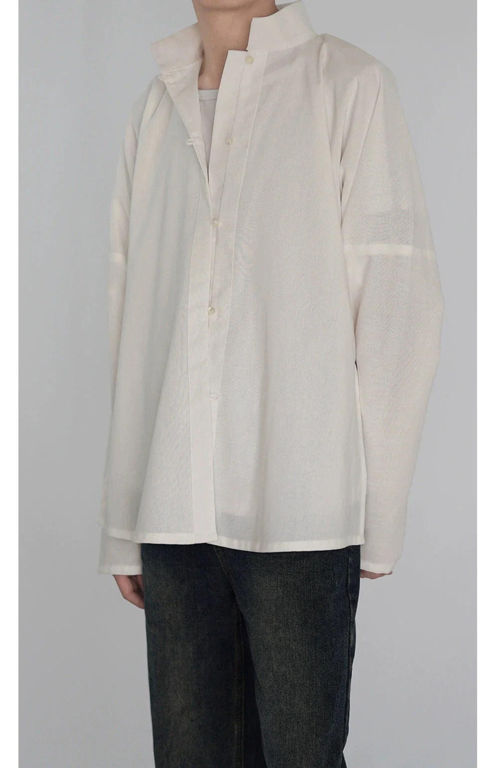 Yin Zhen 银针 Silver Needle Modernized Ming Men's & Unisex Liling Duijin Shan Standing Collar Top - Image 4