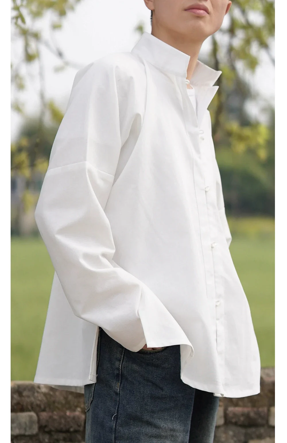 Yin Zhen 银针 Silver Needle Modernized Ming Men's & Unisex Liling Duijin Shan Standing Collar Top - Image 7