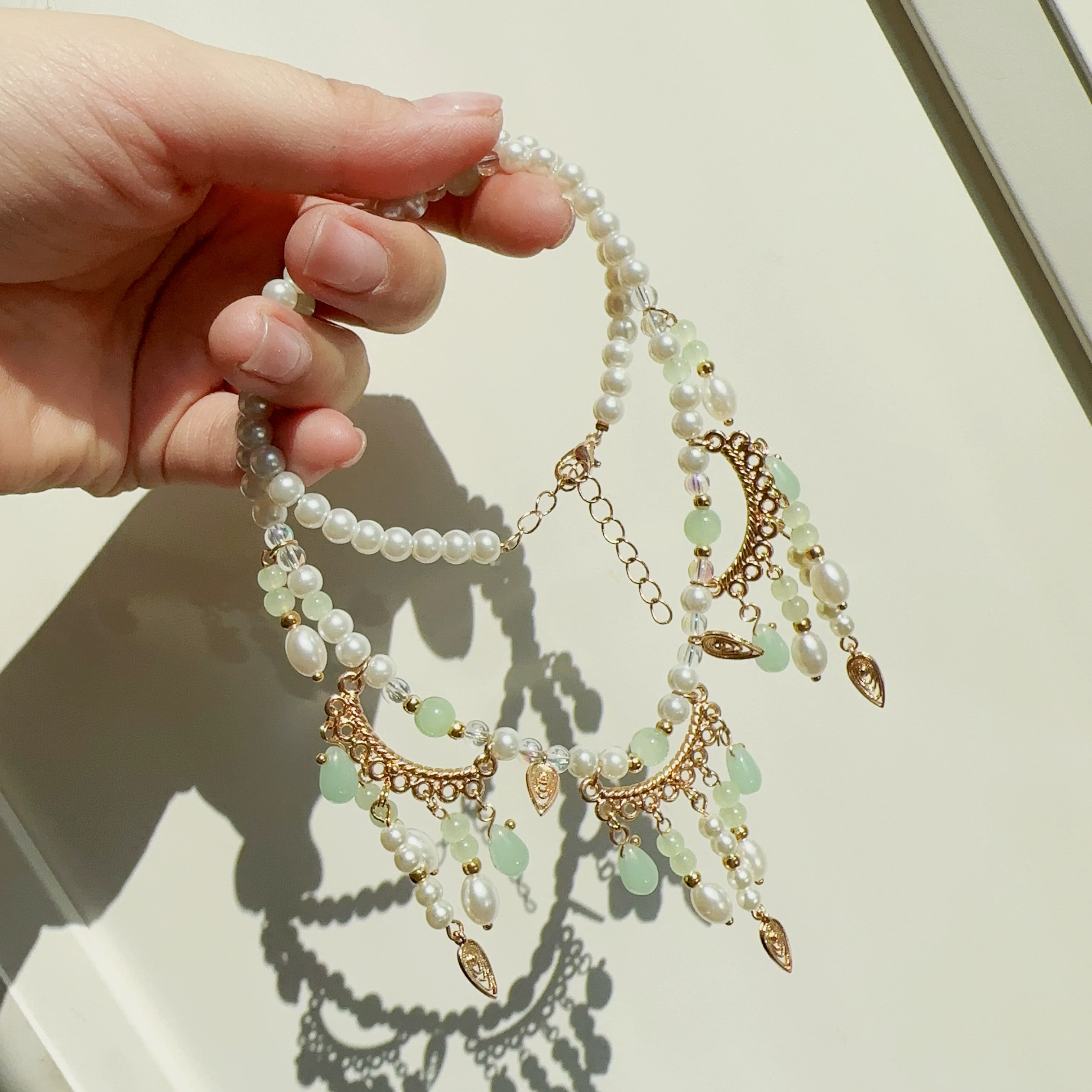 Yingluo 璎珞 Pearl & Jade Necklace - Image 4