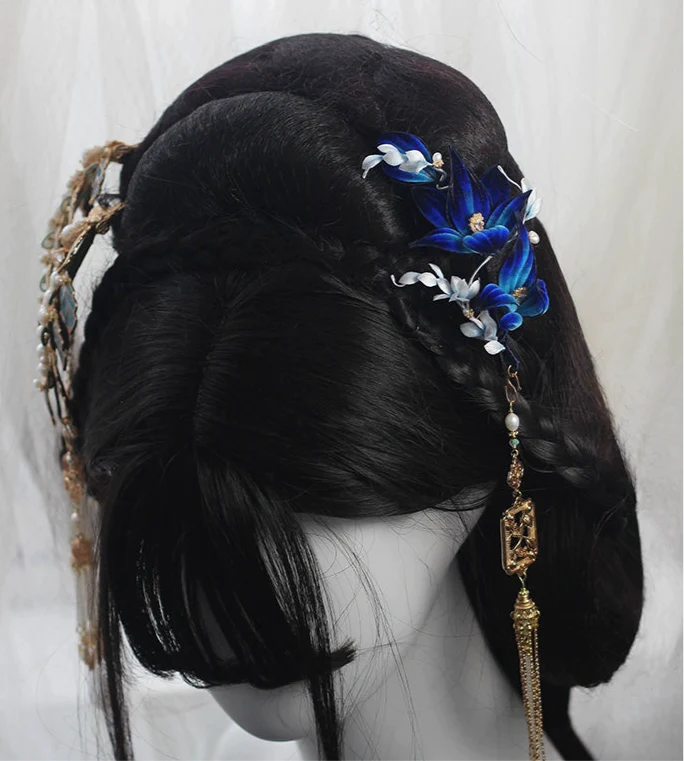 Youfang Ting 幽芳亭 Pavilion of Subtle Fragrance New Chinese Style Velvet Flower Tassel Hairpin - Image 6