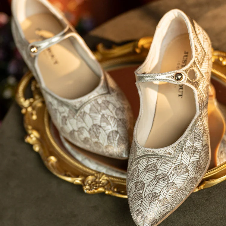 Yu Hou 玉后 Empress of Jade 1930s Genuine Leather Wine Heel Pointed Toe Mary Janes - Image 10