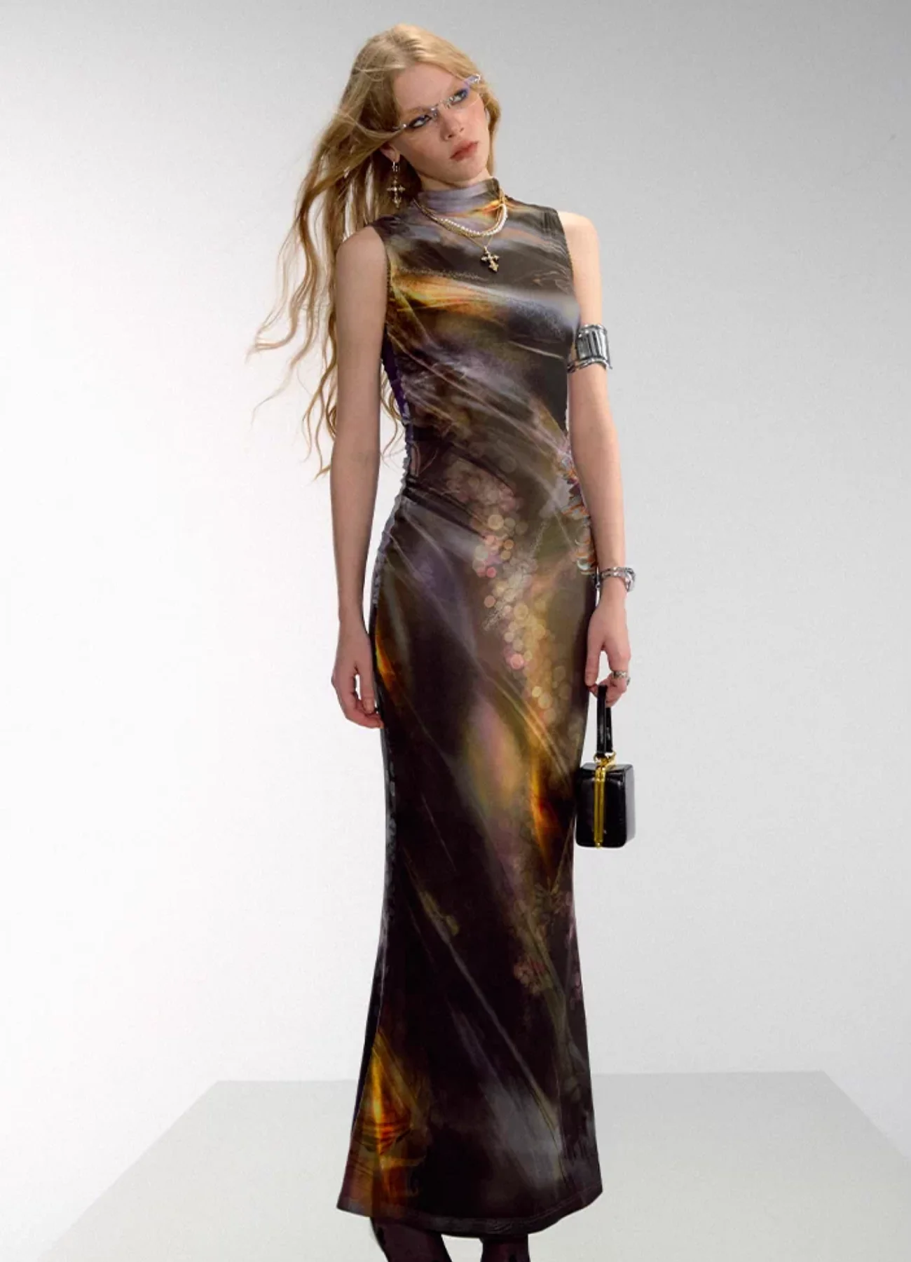 Yu Meiren 虞美人 Madame Poppy New Chinese Style Golden Watercolor Sleeveless Qipao - Image 15