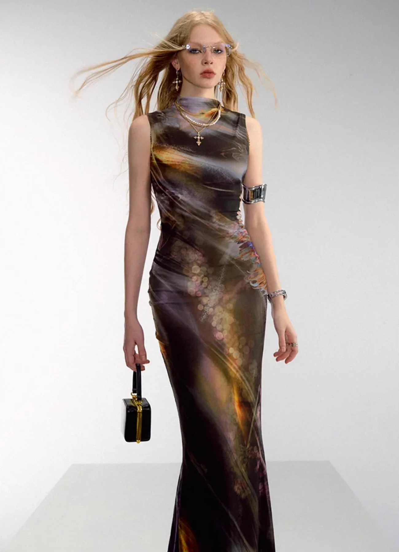 Yu Meiren 虞美人 Madame Poppy New Chinese Style Golden Watercolor Sleeveless Qipao - Image 16