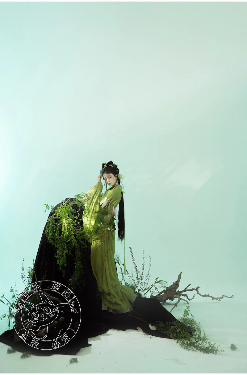 Yu Ying 遇萤 Encountering a Firefly Modernized Warring States Zhiju Straight Hem Robe Set - Image 13