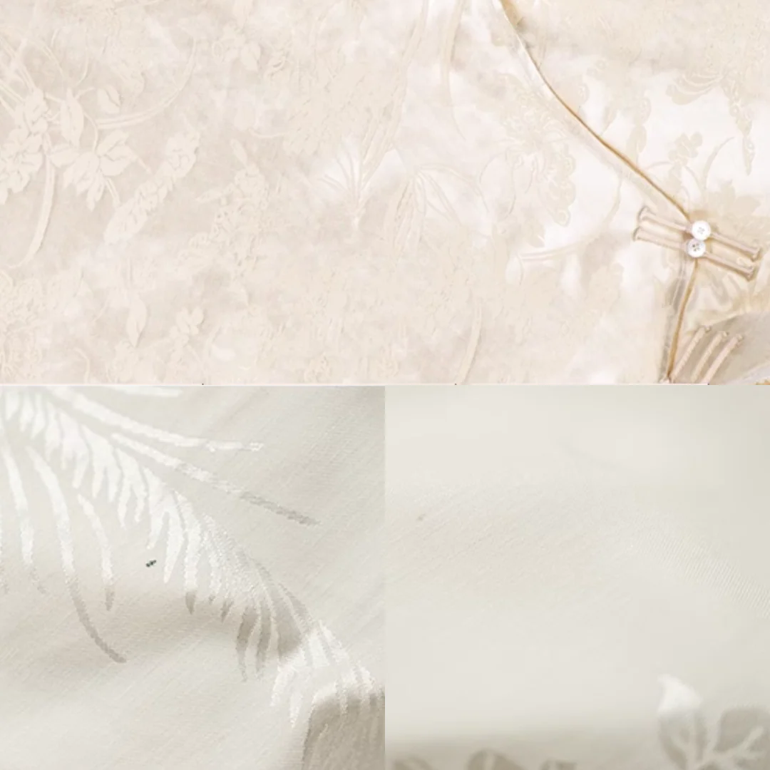 Yudie Xu 玉蝶序 Jade Butterflies 1910s Raised Collar Jacquard Lace Long Sleeve Qipao Top - Image 4