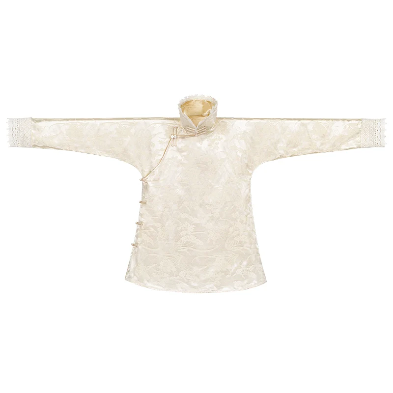 Yudie Xu 玉蝶序 Jade Butterflies 1910s Raised Collar Jacquard Lace Long Sleeve Qipao Top - Image 5