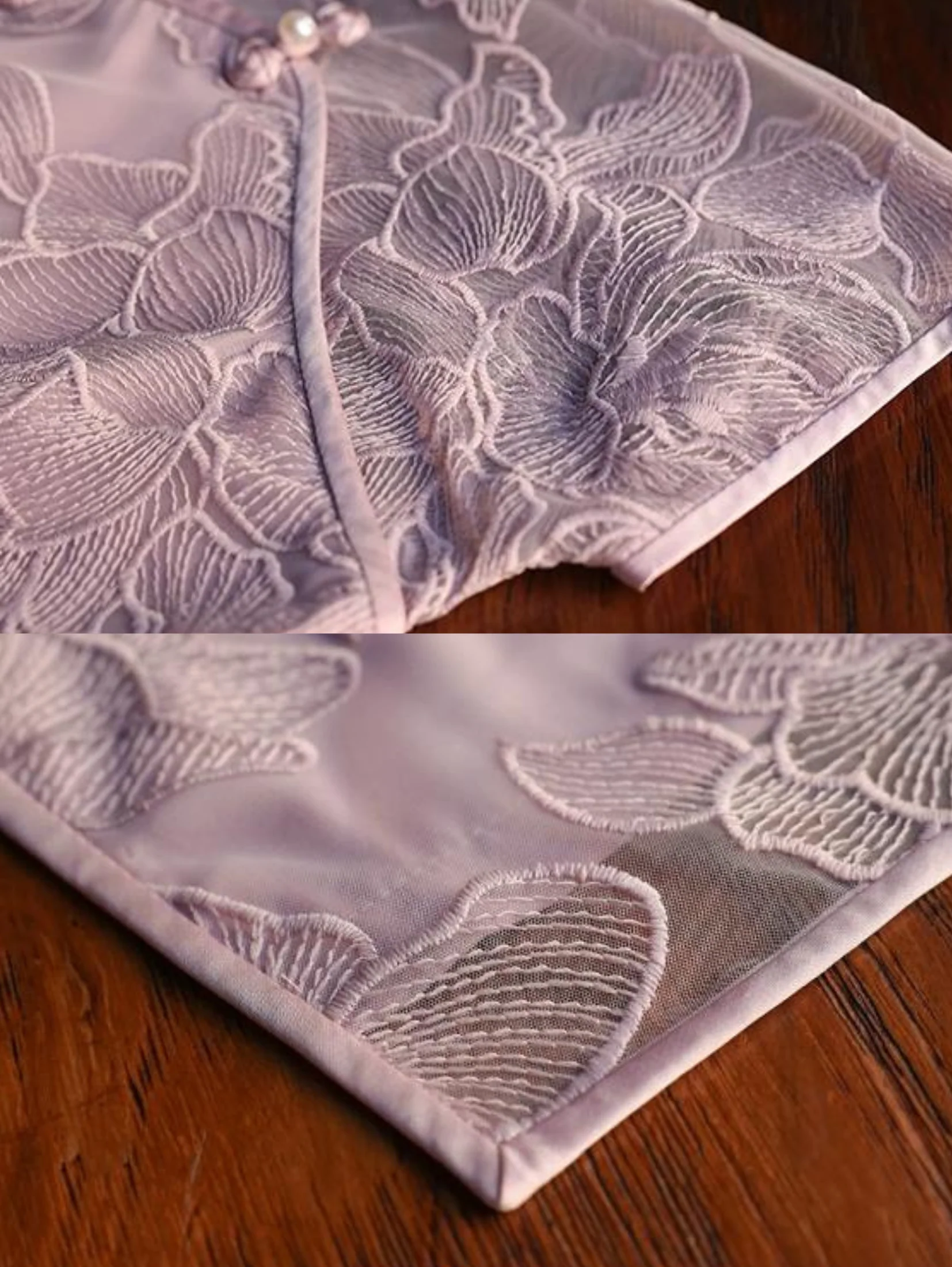 Yue 月 Moon 1920s Inspired Floral Lace Sheer Qipao - Image 8