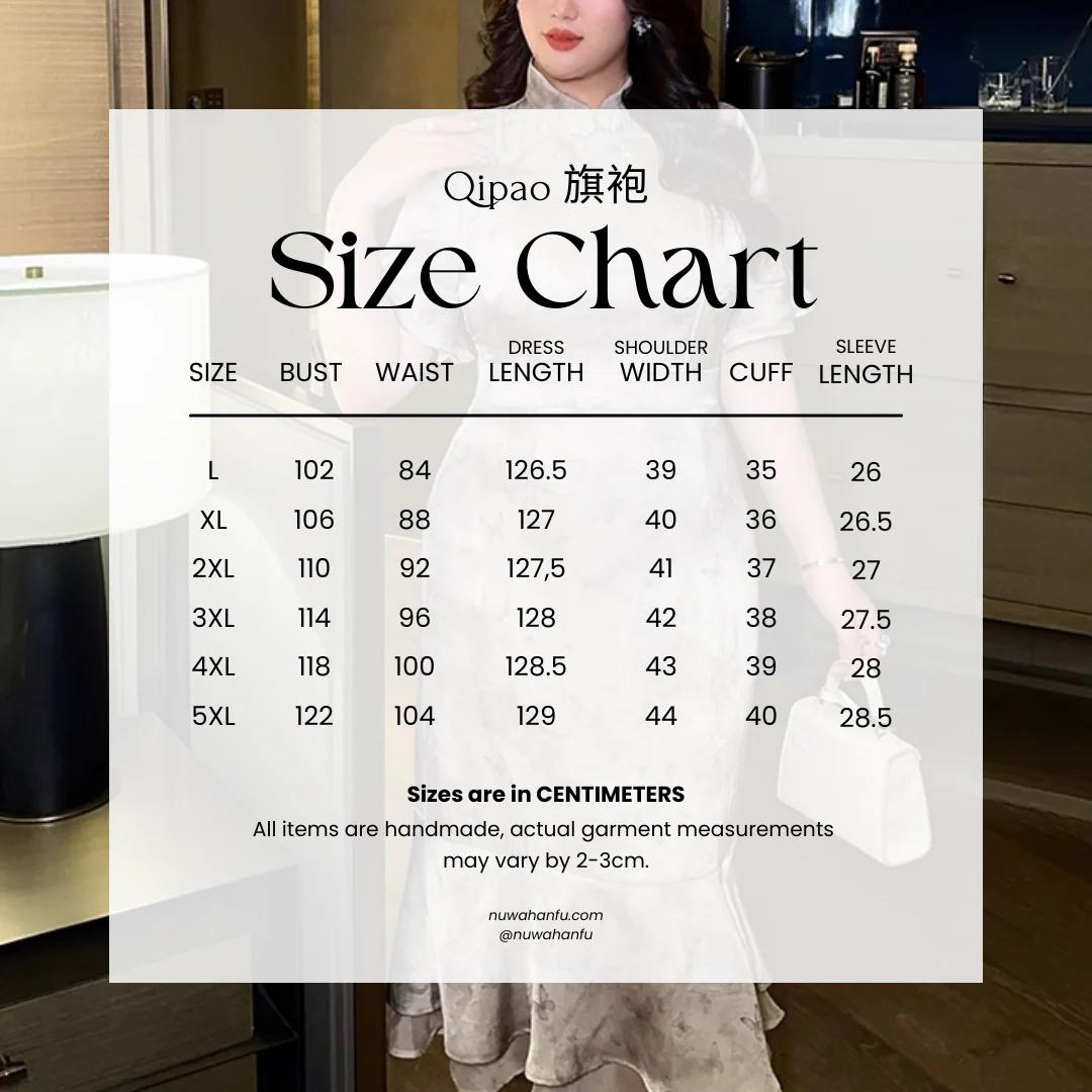Yue E' 月蛾 Moon Moth Plus Size Modernized Pearl Trumpet Skirt Butterfly Sleeve Qipao - Image 12