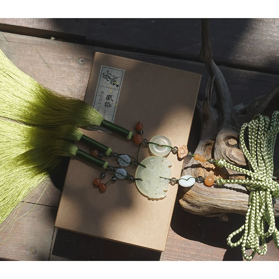 Yulou 玉楼 Jade Tower Tassel Belt Unisex Jade Hanfu Accessory - Image 11