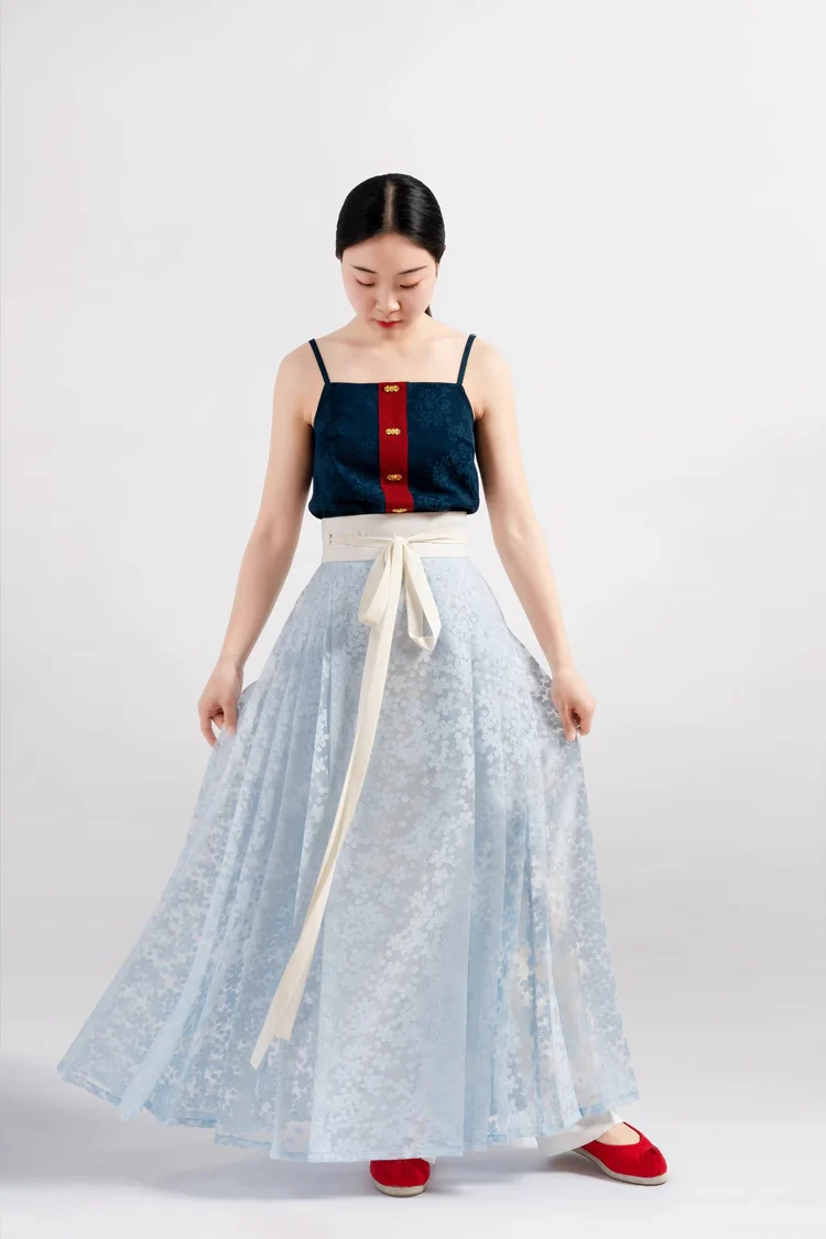 Zan Qing 藏青 Prussian Blue Ming Dynasty Contrast Trim Zhuyao Undergarment - Image 15