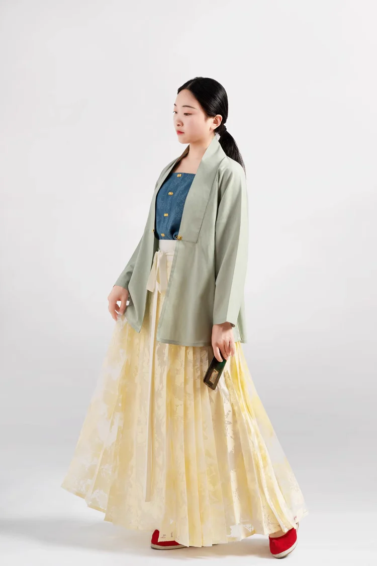 Zan Qing 藏青 Prussian Blue Ming Dynasty Contrast Trim Zhuyao Undergarment - Image 16
