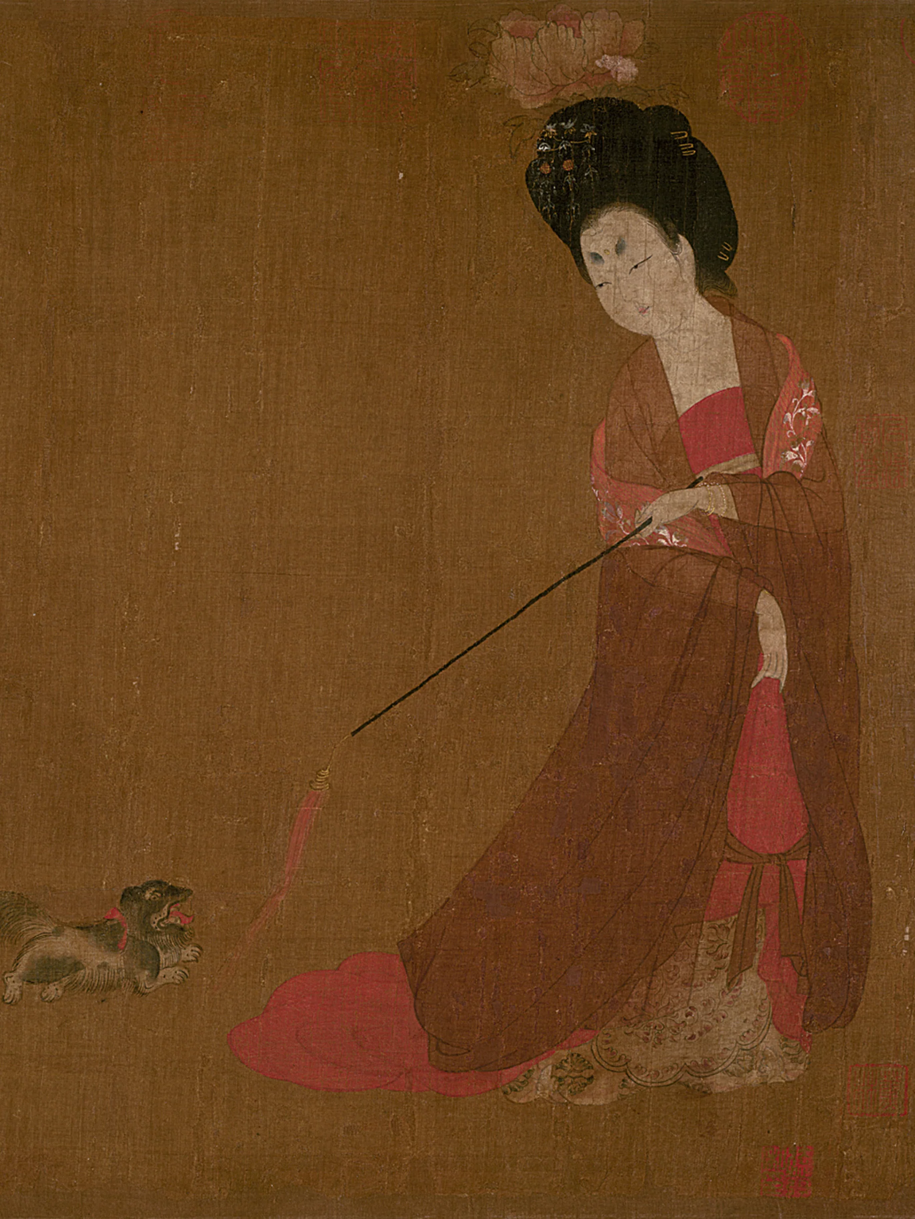 Zanhua Shinü 簪花仕女 "Court Ladies Wearing Flowered Headdresses" No.6 Painting Recreation Late Tang Heziqun - Image 3