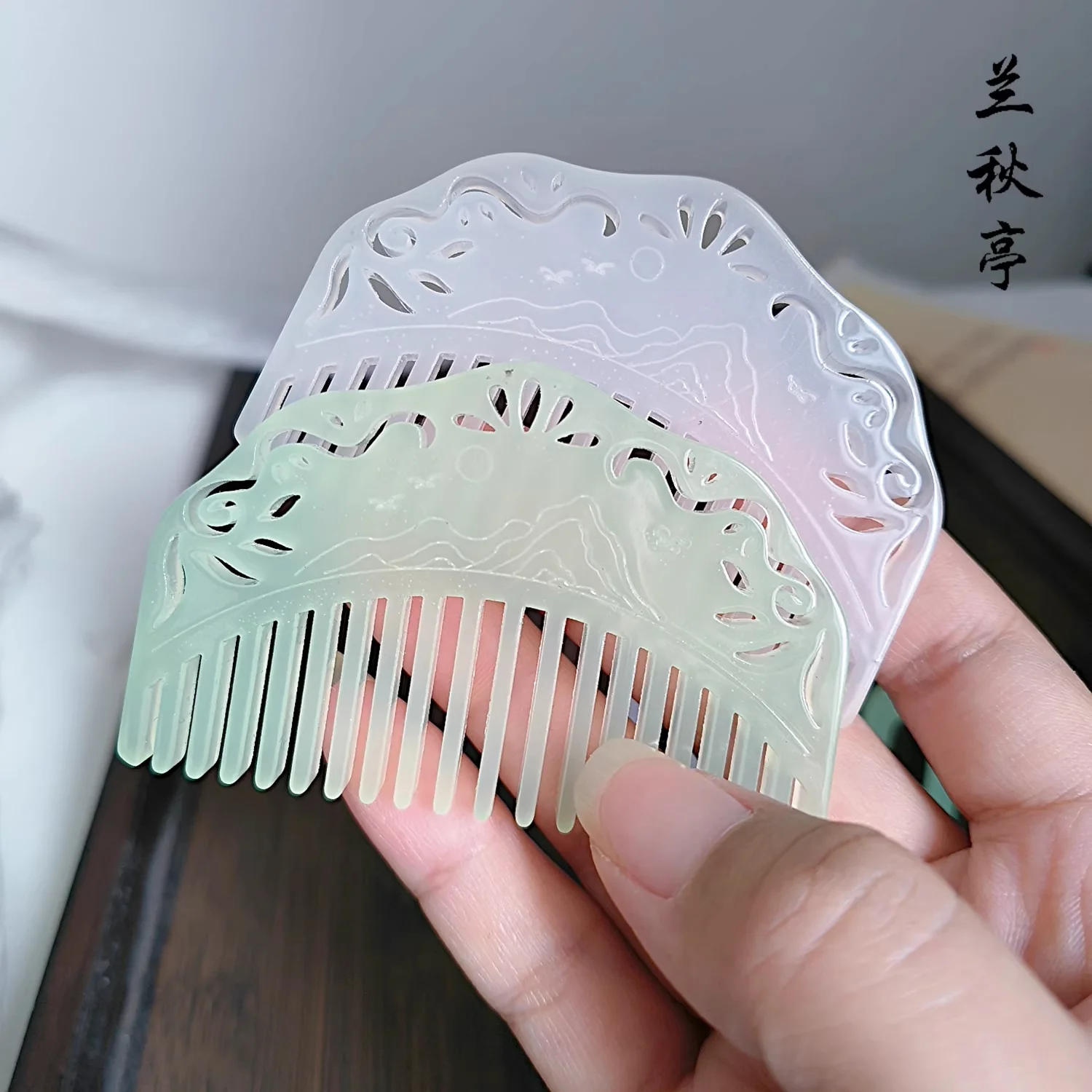 Zanzi 簪子 Jade Imitation U-Shaped Hairpins & Comb Set - Image 5