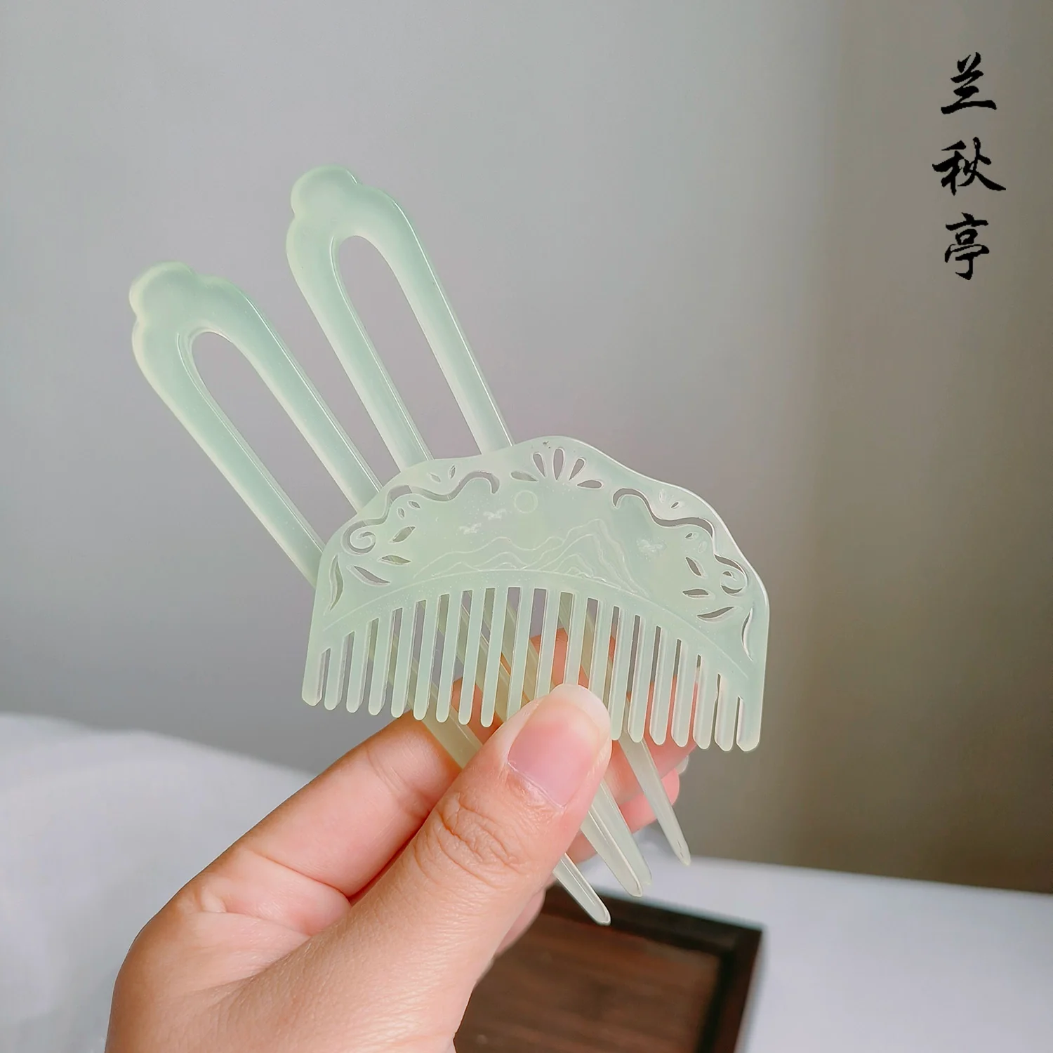 Zanzi 簪子 Jade Imitation U-Shaped Hairpins & Comb Set - Image 6
