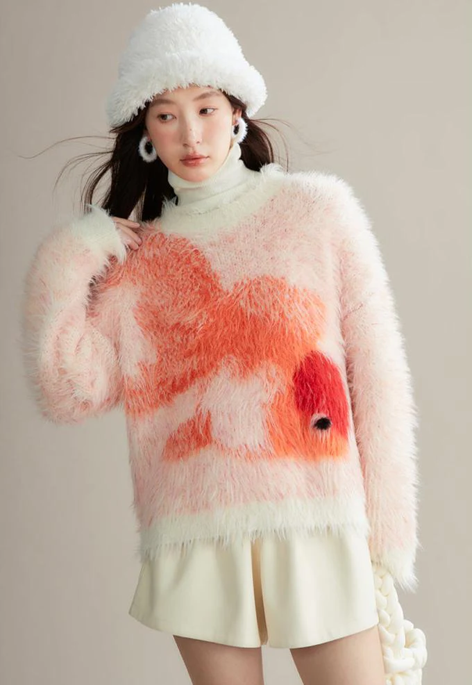 Zhaocao Xiaoli 招财小鲤 Lucky Carp New Chinese Style Autumn & Winter Fuzzy Sweater - Image 8