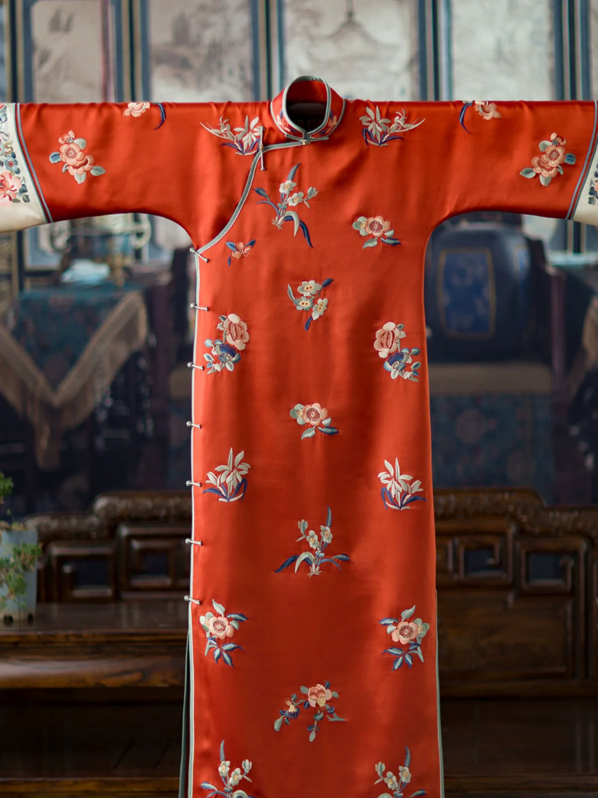 Zheng Fangchun 正芳春 Bright Spring 1920s Mulberry Silk Embroidered Wedding Qipao - Image 3