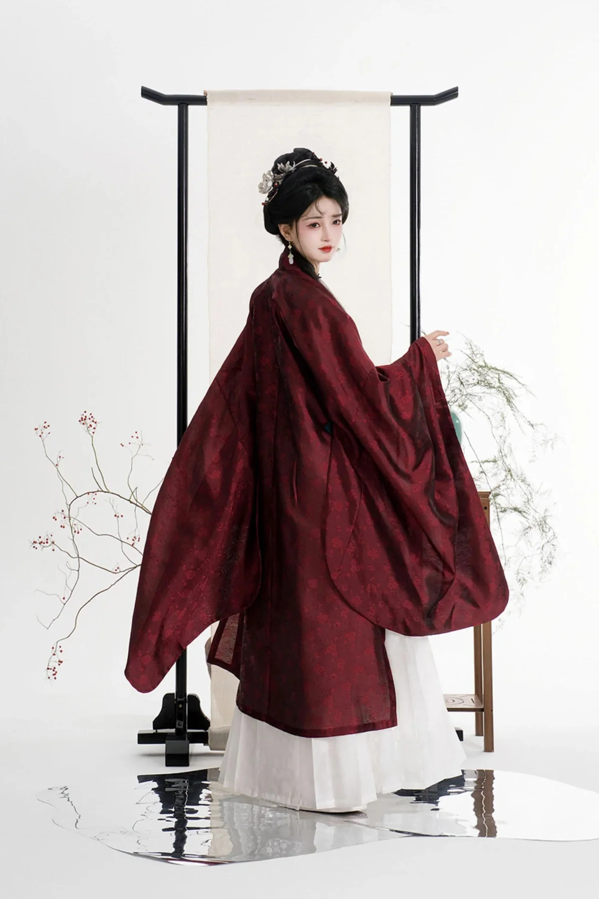 Zhezhi Mei 折枝梅 Broken Plum Blossom Ming Dynasty Changshan Standing Collar Shirt - Image 5