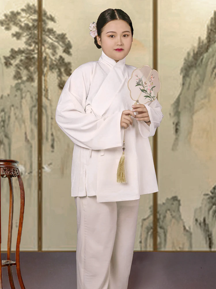 Zhong Yi 中衣 Plus Size Hanfu Cross Collar & Pants Undergarments - Image 2