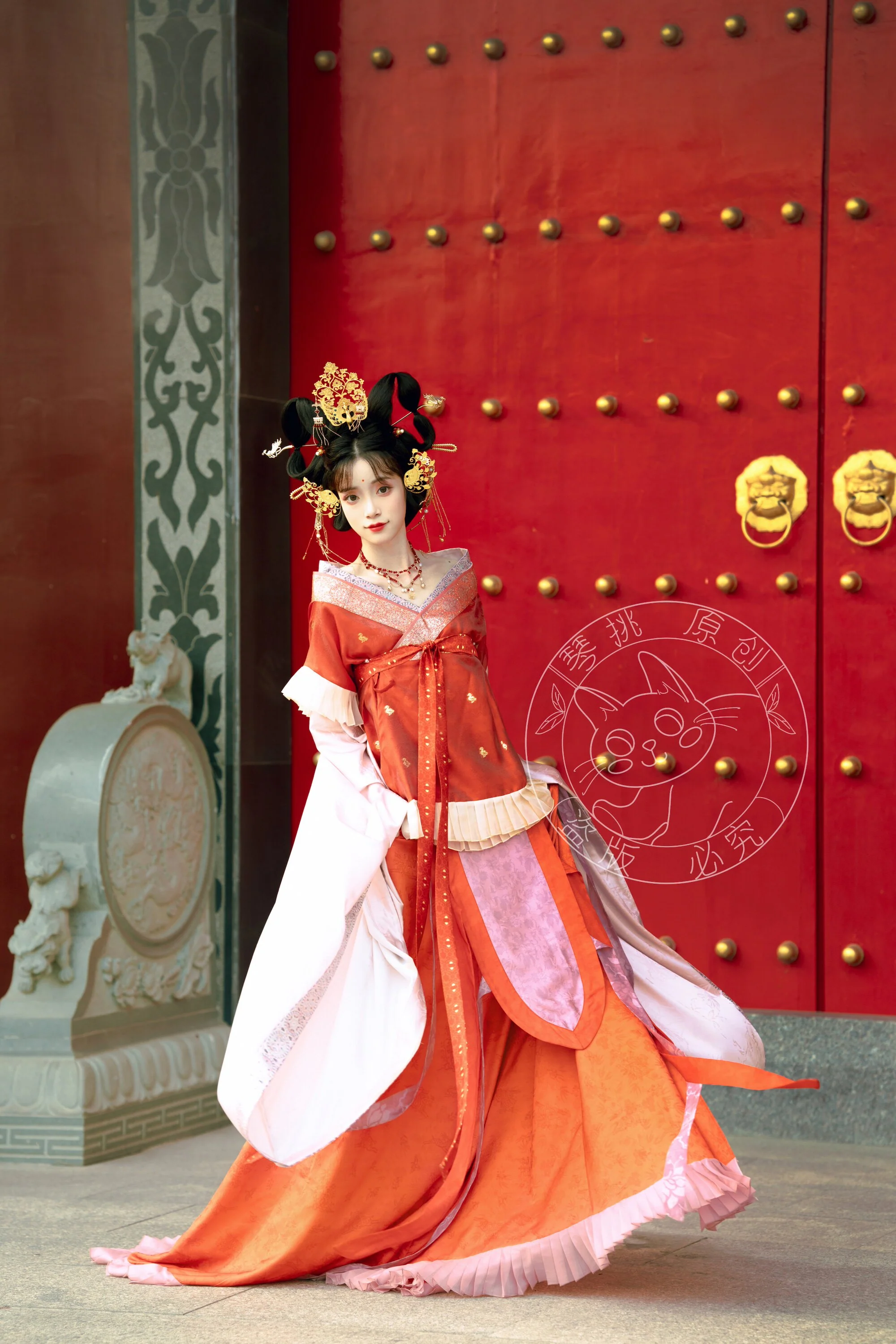 Zhu Zi 朱紫 Scarlet Wisteria Modernized Sui & Northern Southern Dynasty Guiyi Swallow Tail Ruqun Set - Image 21