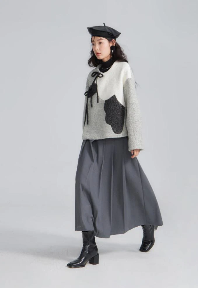 Zhuangse Mudan 撞色牡丹 Contrasting Peony Petals New Chinese Style Teddy Wool Qipao Jacket - Image 12