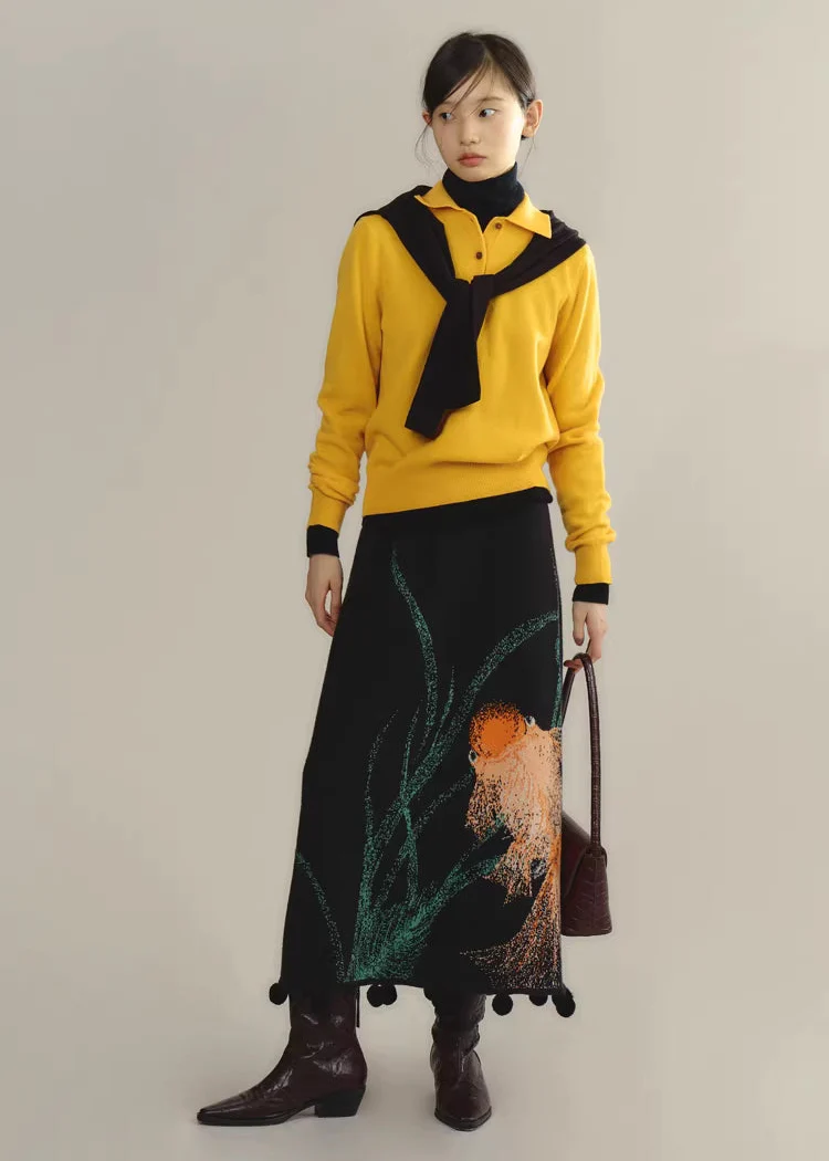 Zhuanyun Xiaoli 转运小鲤 Little Lucky Carp New Chinese Style Knit Top & Skirt Set - Image 10