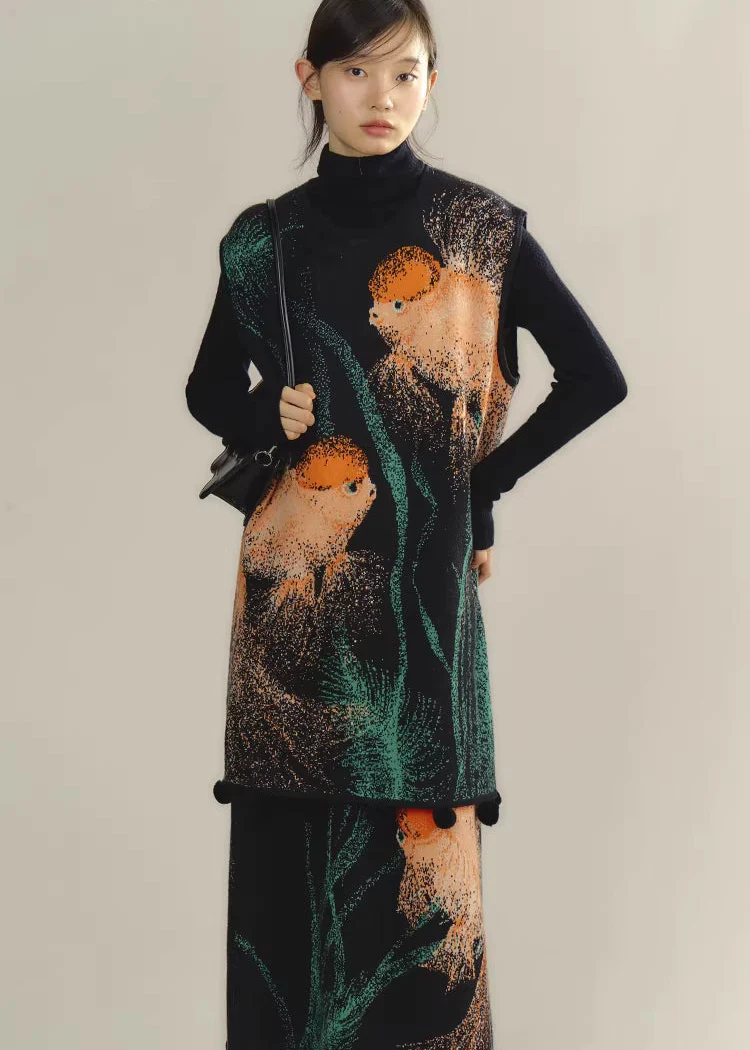 Zhuanyun Xiaoli 转运小鲤 Little Lucky Carp New Chinese Style Knit Top & Skirt Set - Image 15