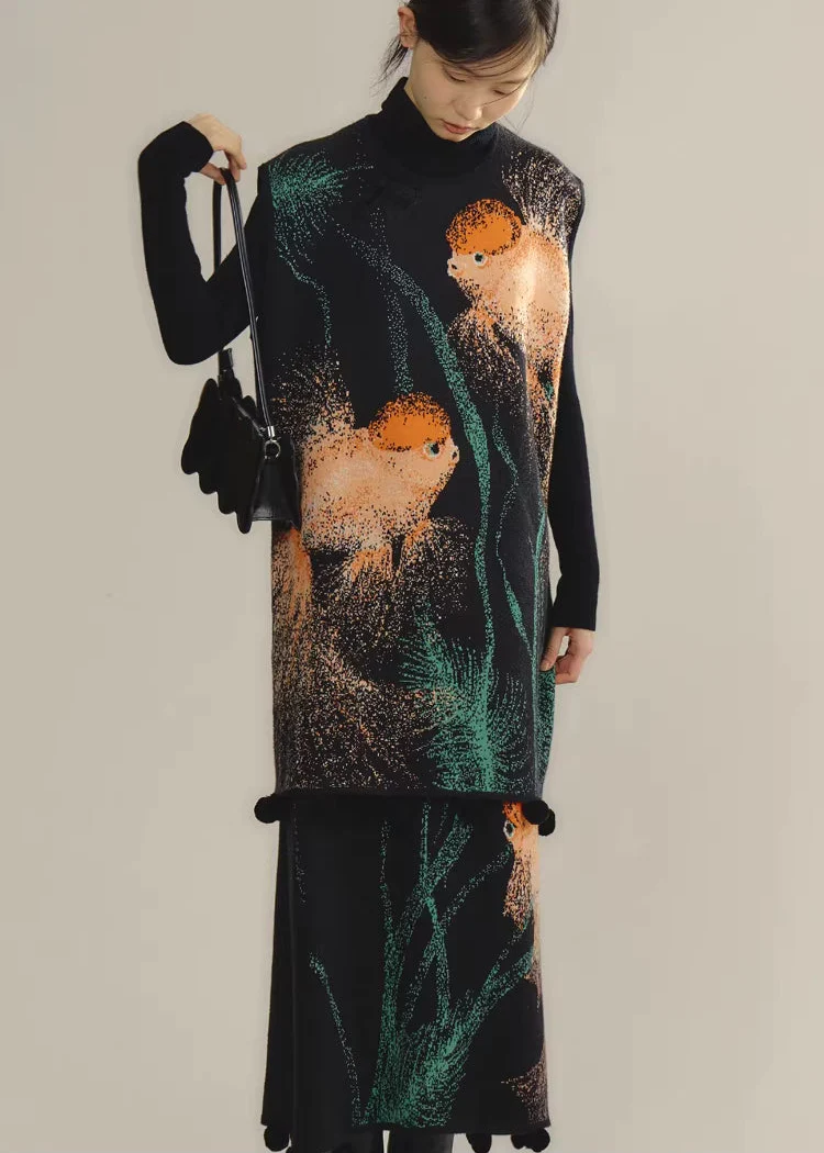 Zhuanyun Xiaoli 转运小鲤 Little Lucky Carp New Chinese Style Knit Top & Skirt Set - Image 16