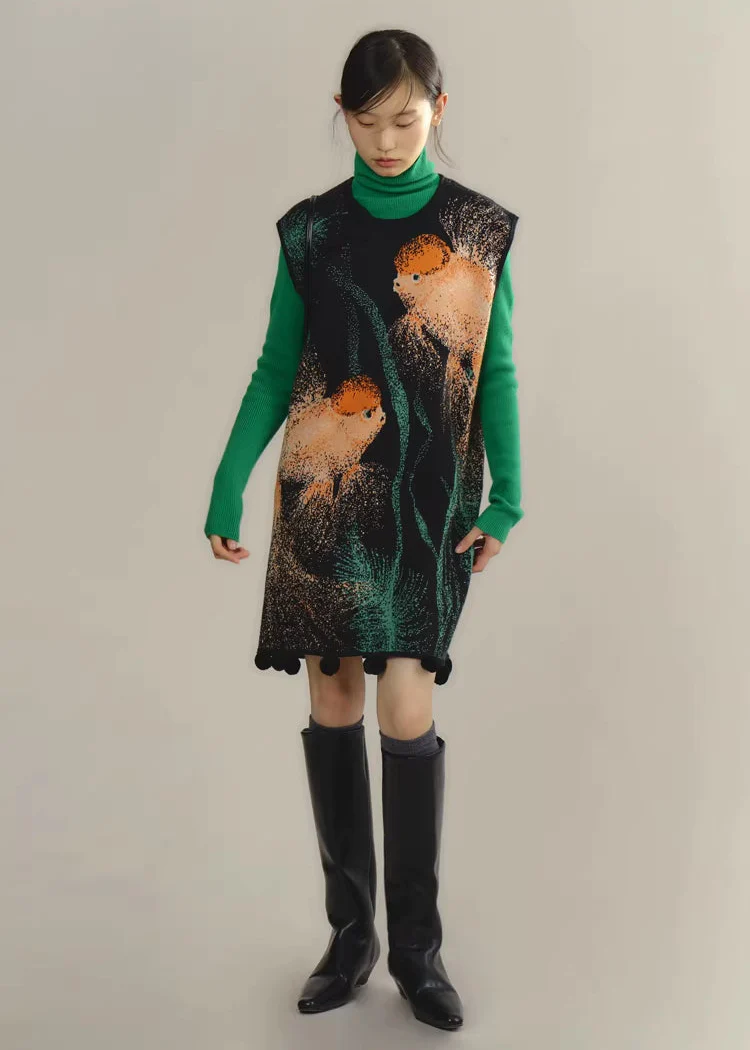 Zhuanyun Xiaoli 转运小鲤 Little Lucky Carp New Chinese Style Knit Top & Skirt Set - Image 3