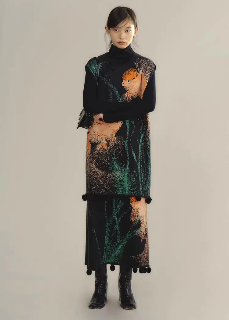 Zhuanyun Xiaoli 转运小鲤 Little Lucky Carp New Chinese Style Knit Top & Skirt Set - Image 8