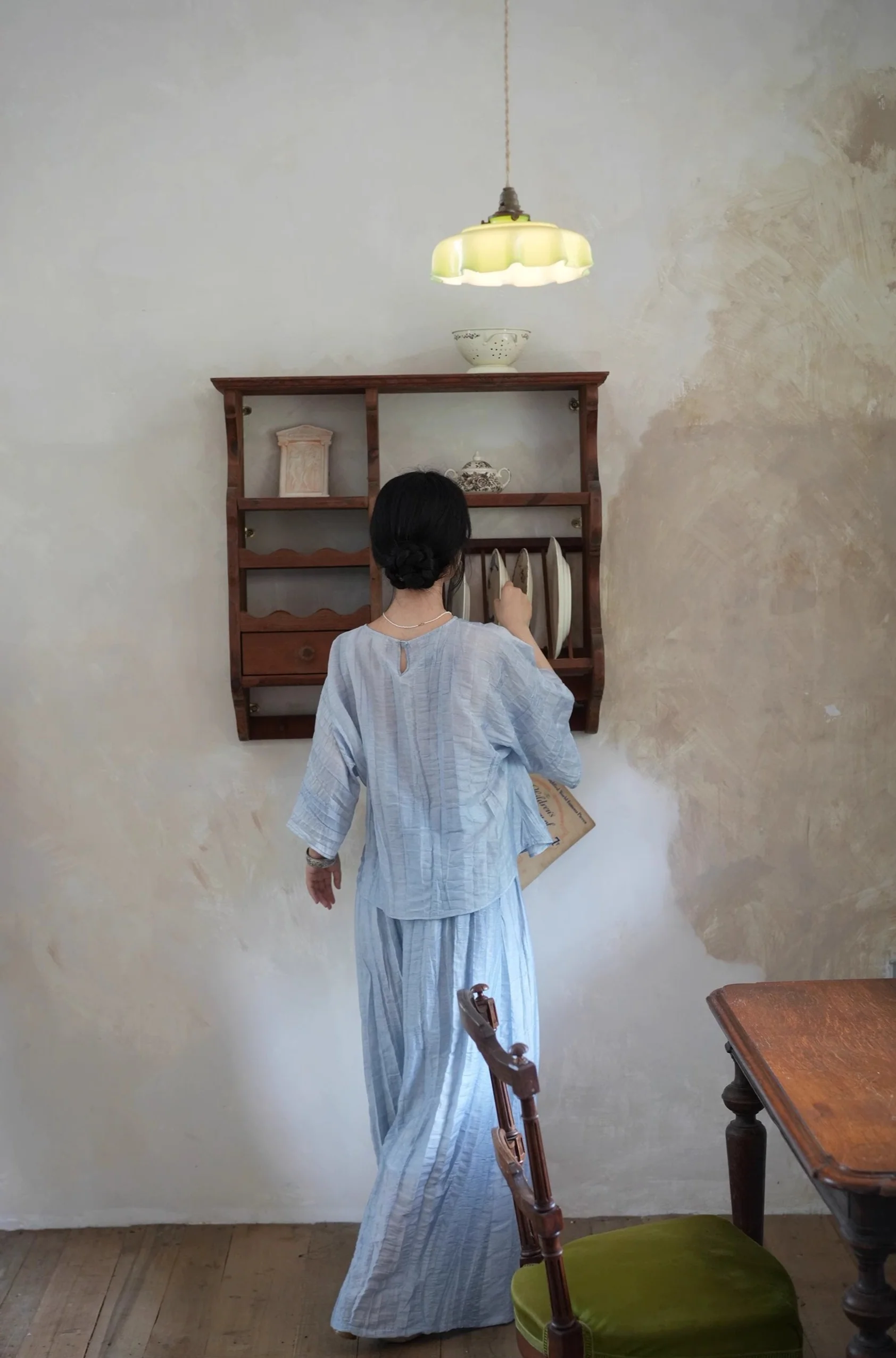 Ziruo 自若 Modernized Ming Dynasty Summer Tencel Shirt & Wide Leg Trousers Set - Image 9