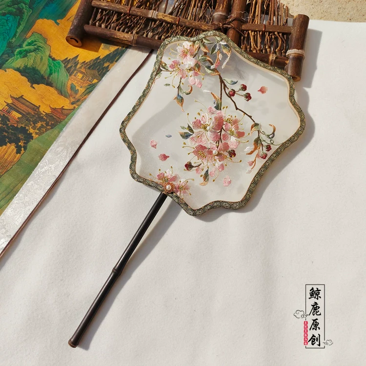 Ziwei Hua 紫薇花 Myrtle Flower Single-Sided Embroidered Tuanshan Round Fan - Image 11