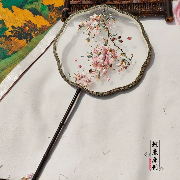 Ziwei Hua 紫薇花 Myrtle Flower Single-Sided Embroidered Tuanshan Round Fan - Image 8